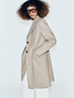 NWT Zara Woman SOFT SHOULDER PADDED COAT Jacket Size XXL